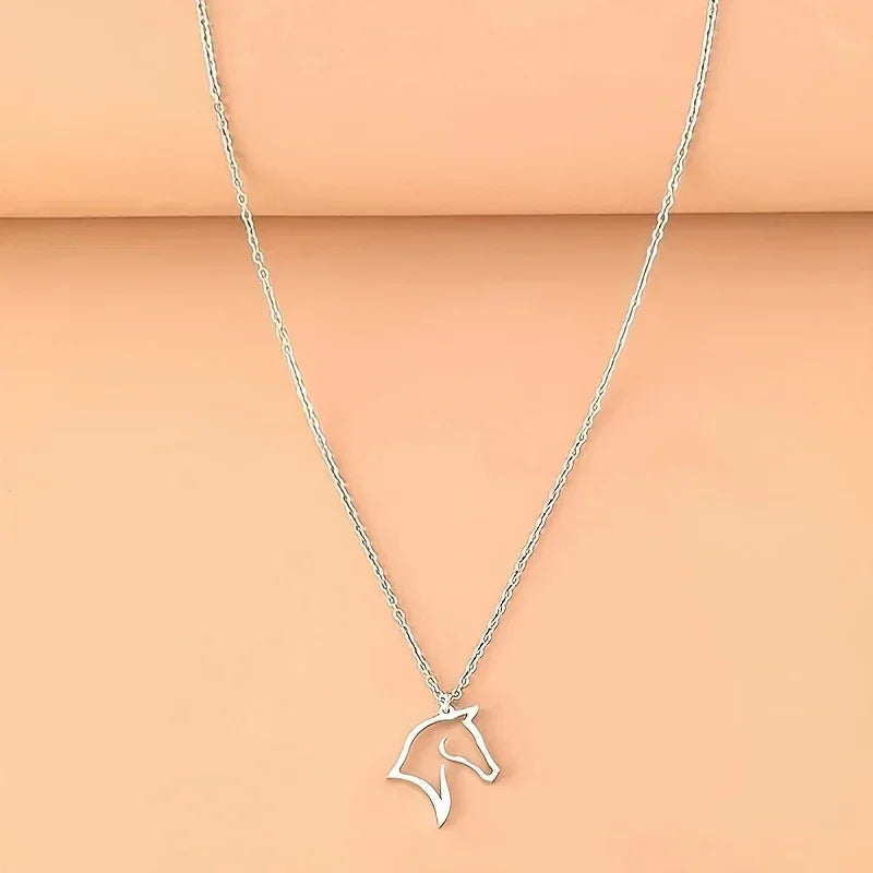 Necklace - Minimalist Metal Horse Head Pendant