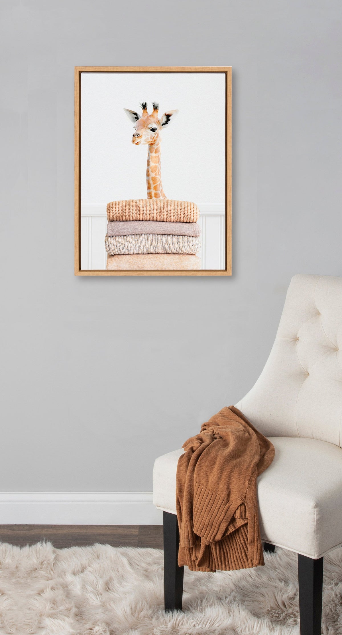 Sylvie Fold Giraffe Framed Canvas by Amy Peterson Art Studio