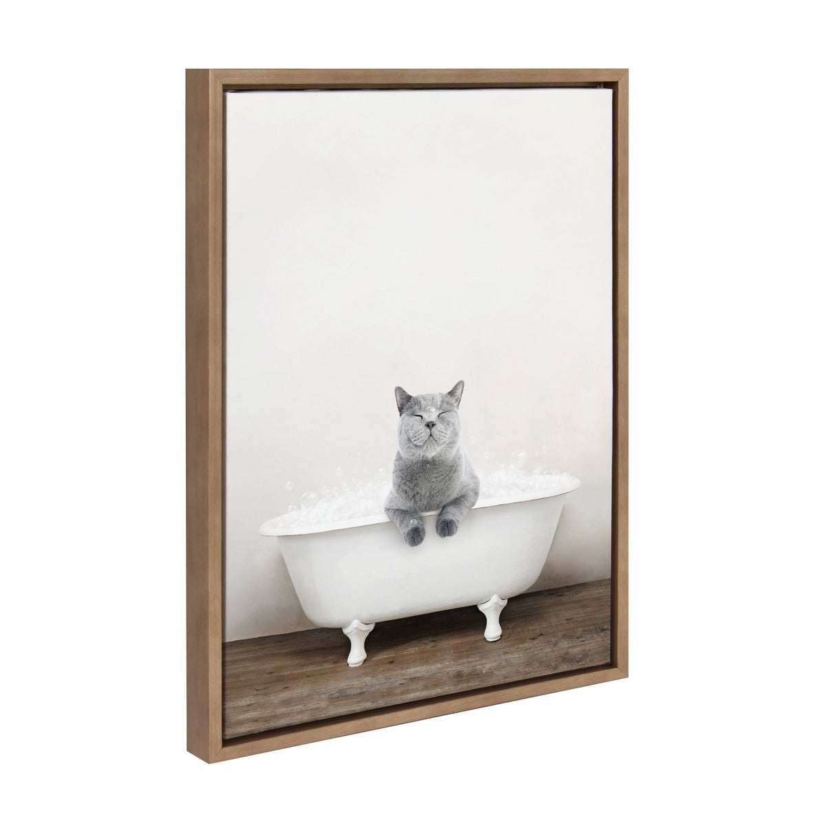 Sylvie Cat in Rustic Bath Framed Canvas by Amy Peterson Art Studio