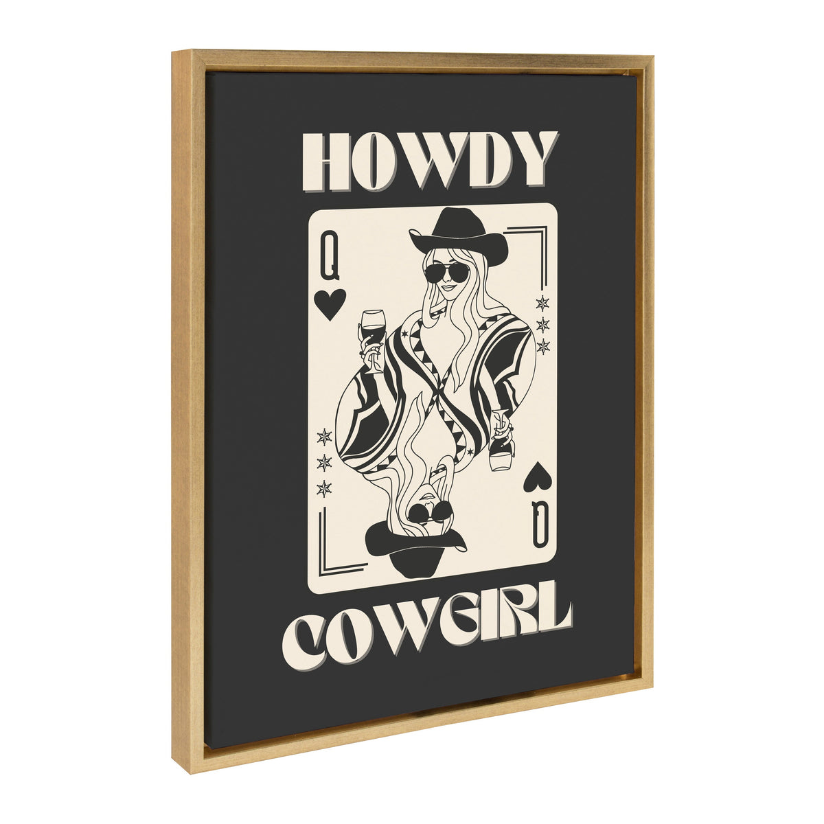 Sylvie Howdy Cowgirl Queen Framed Canvas by Honey Island Studio