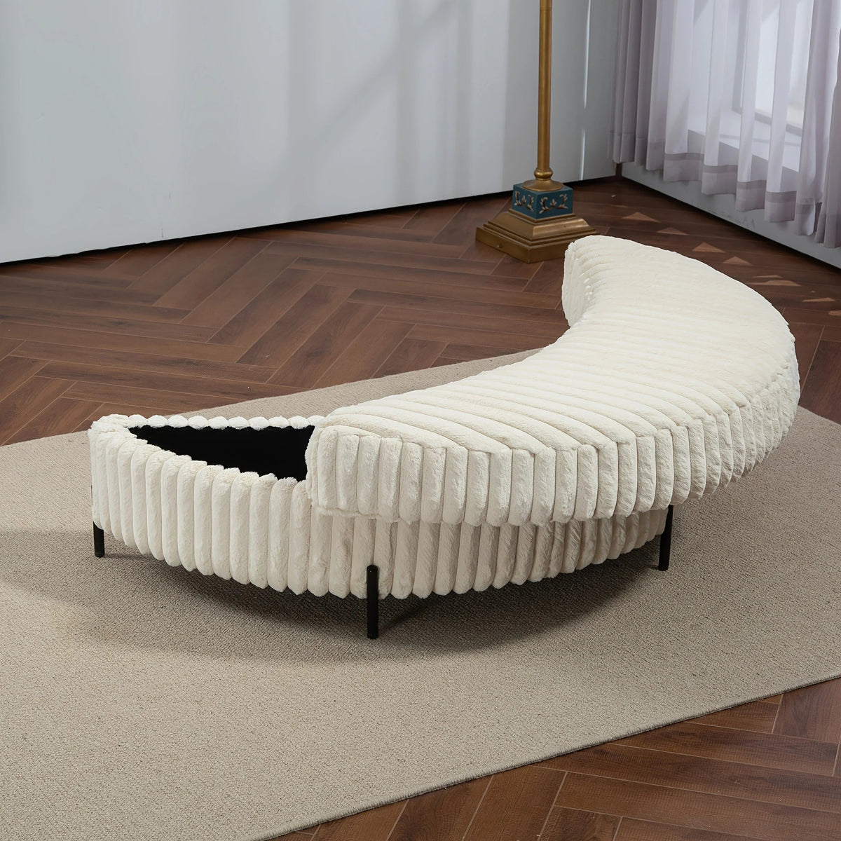 Ottoman Bench - Storage Half Moon Brown