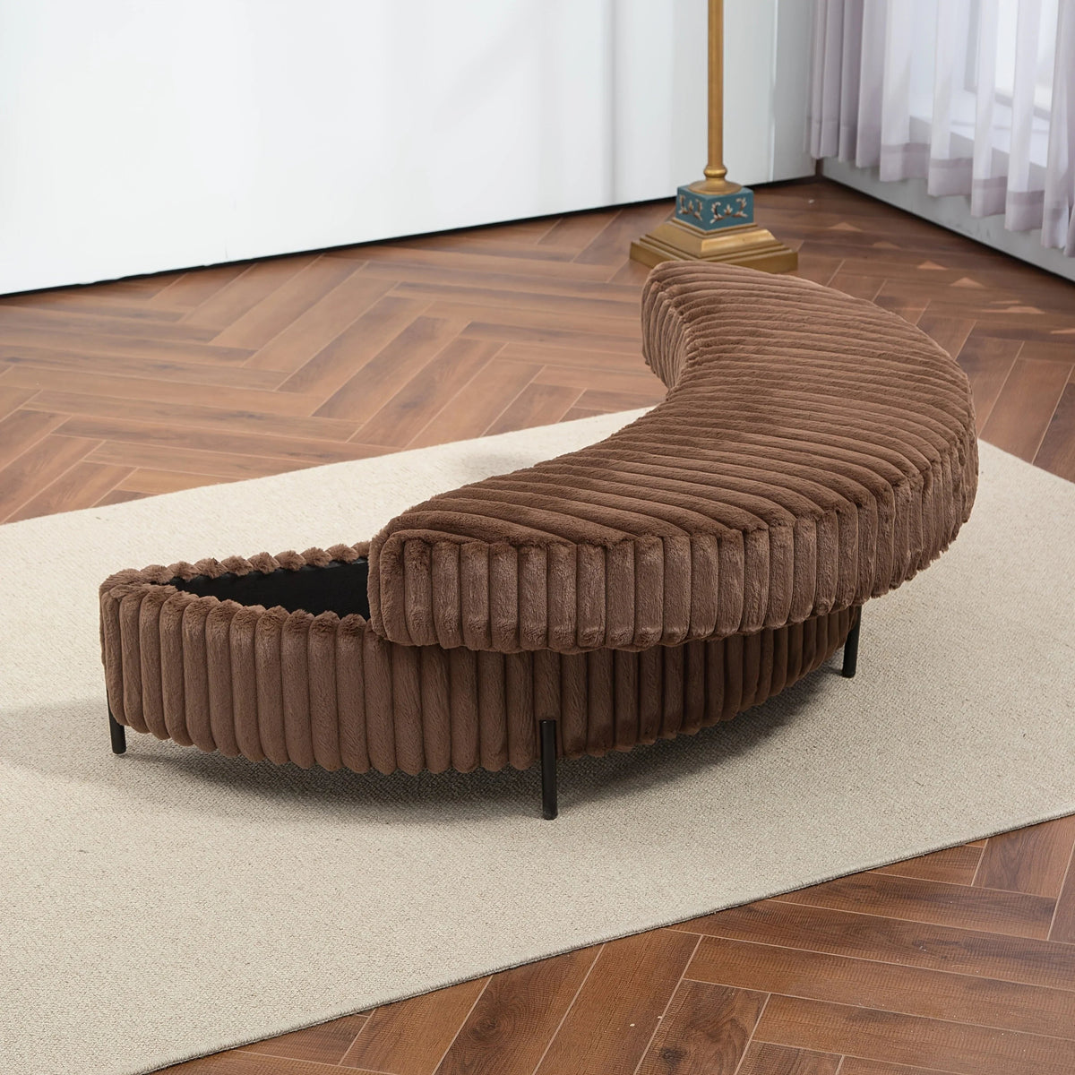 Ottoman Bench - Storage Half Moon Brown