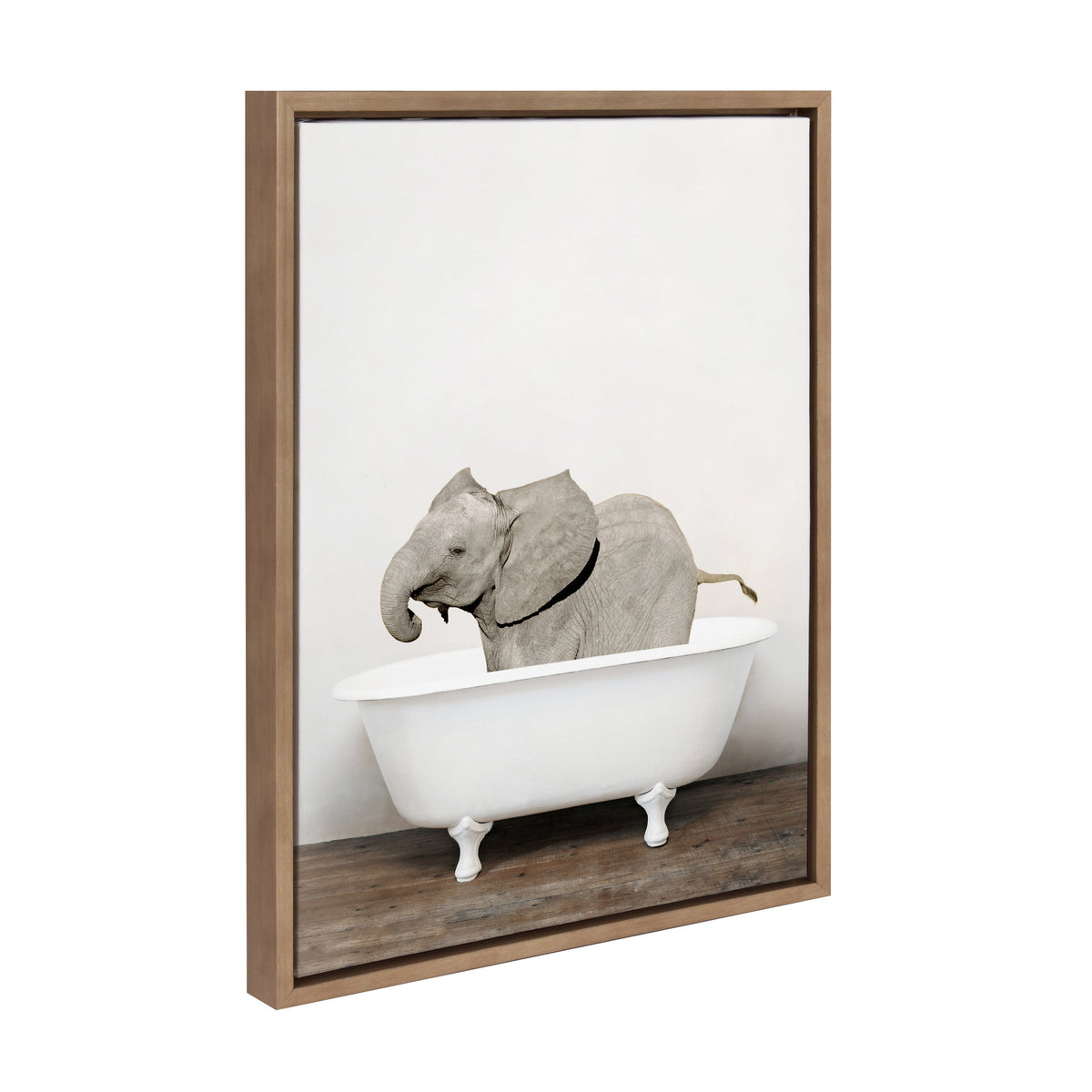 Sylvie Baby Elephant in the Tub Color Framed Canvas by Amy Peterson Art Studio
