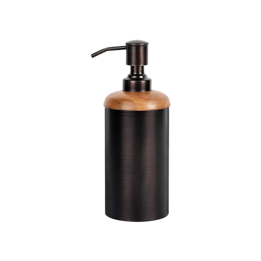 Pakston Oil Rubbed Bronze & Wood Soap Pump - Source by Studio Skara