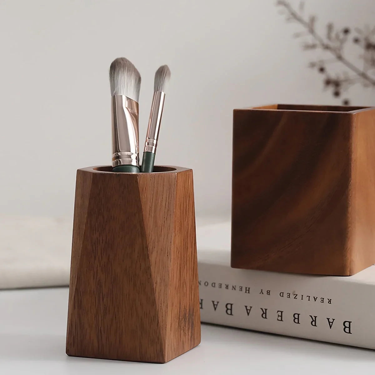 Pen Holder - Vintage Wooden Blue