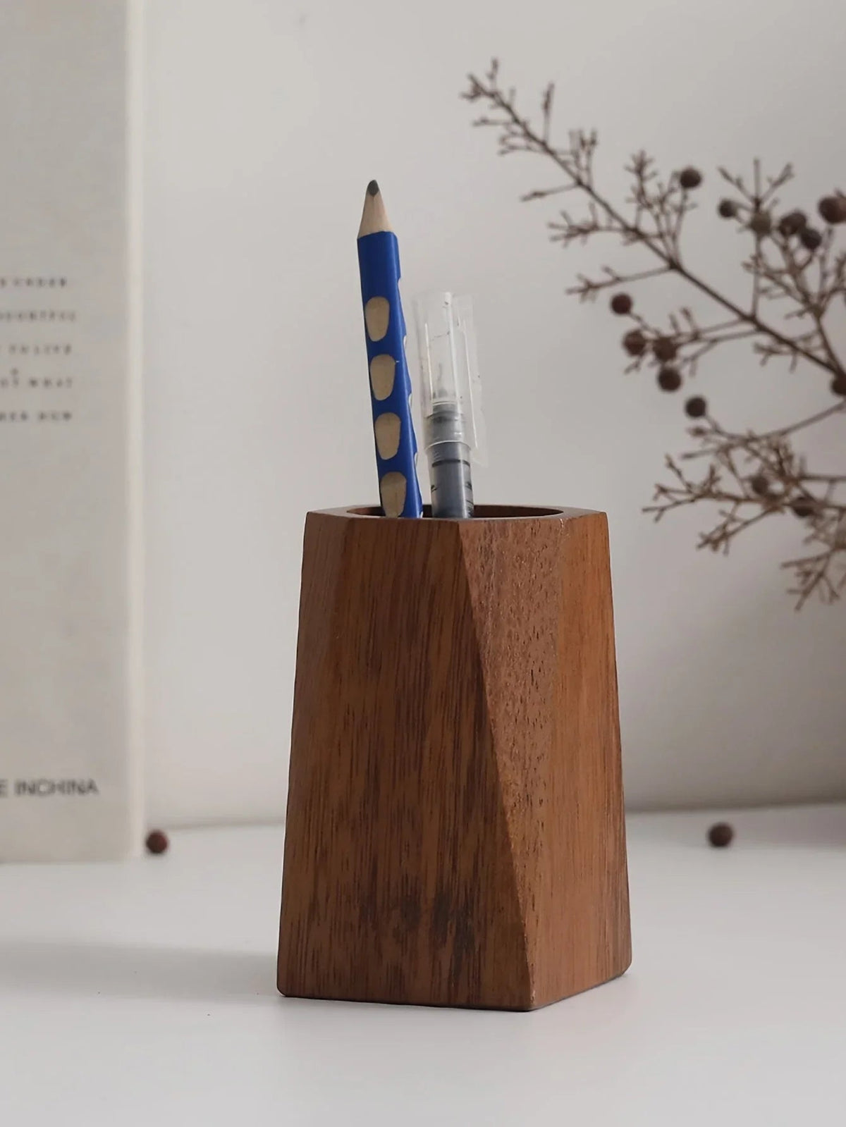 Pen Holder - Vintage Wooden Blue