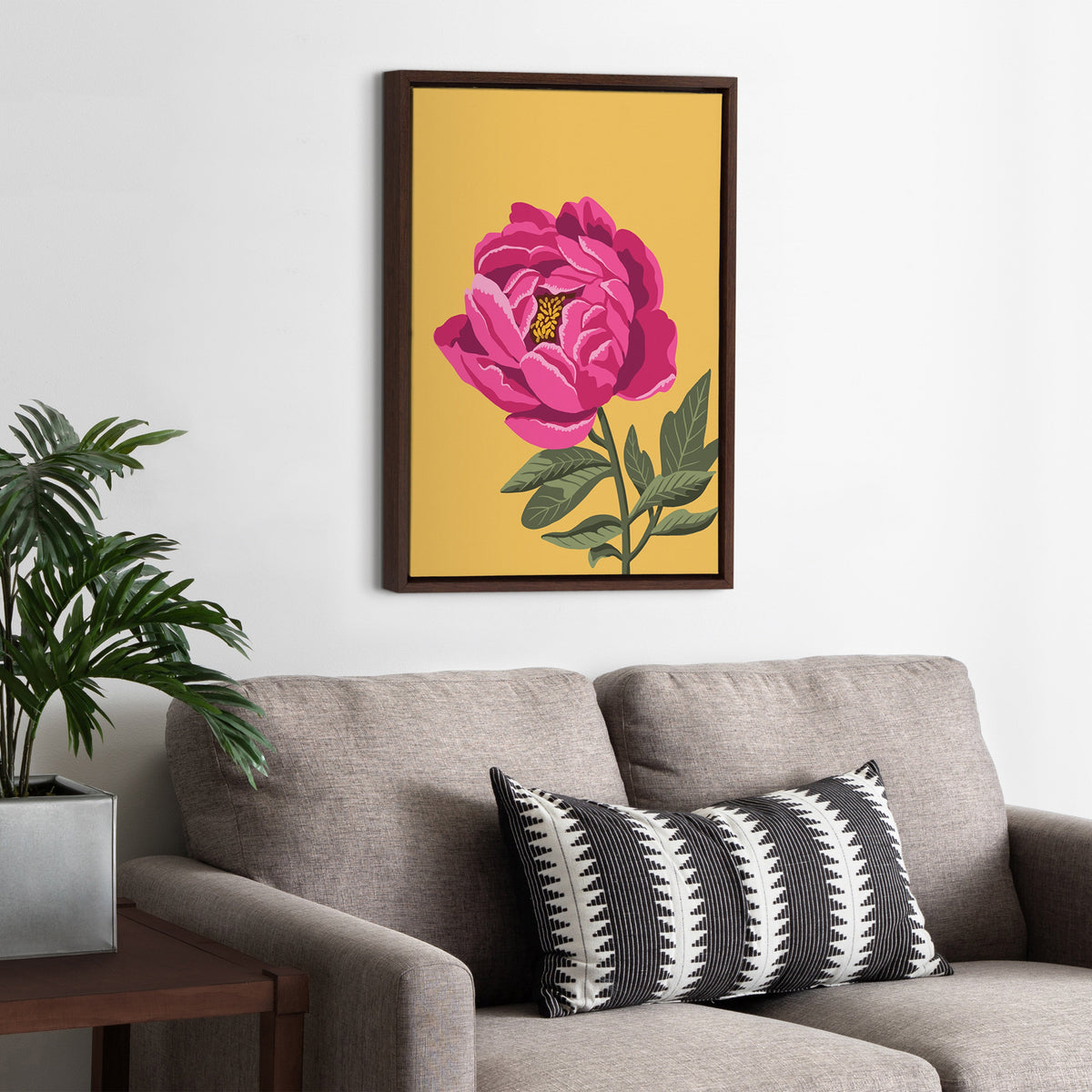Sylvie Bright Peony Framed Canvas by Maria Filar