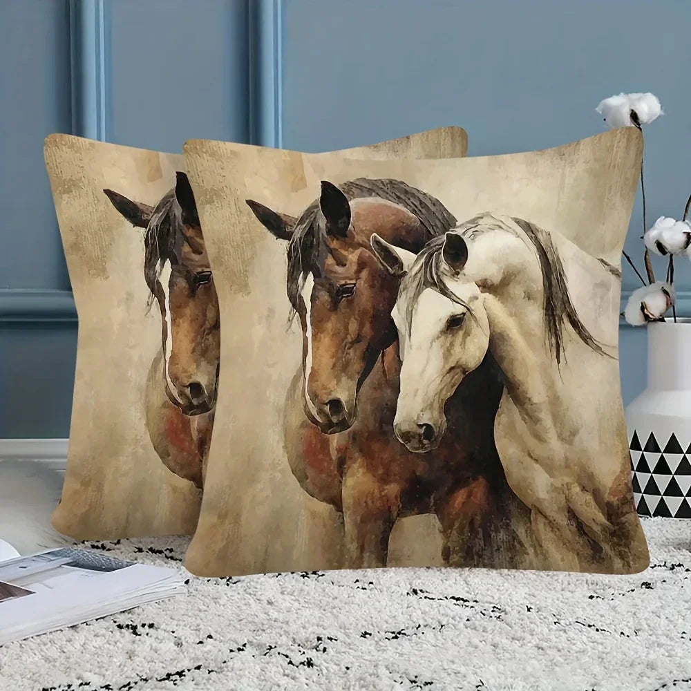 Pillow Cover - Decorative Brown White 45x45cm