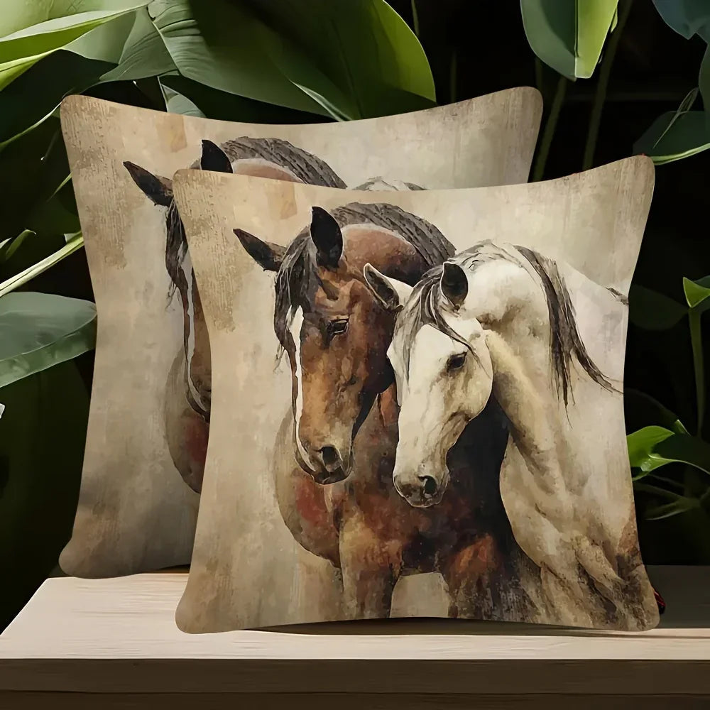 Pillow Cover - Decorative Brown White 45x45cm