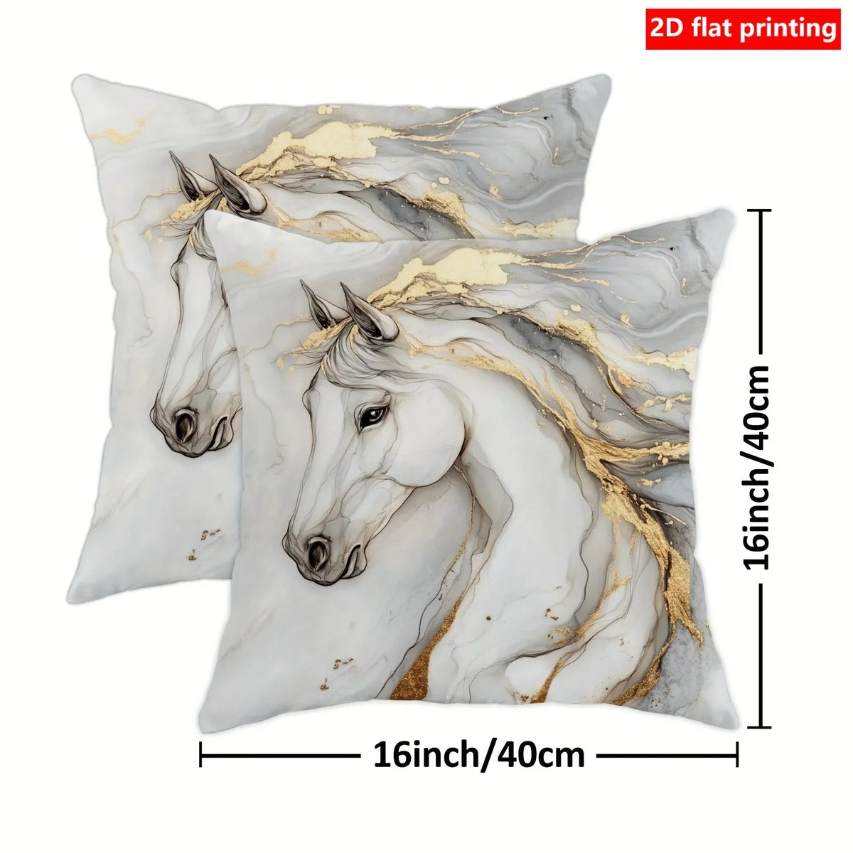 Pillow Covers - Zipper White Golden Abstract