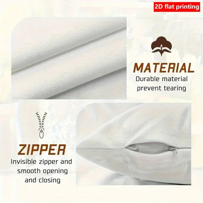 Pillow Covers - Zipper White Golden Abstract