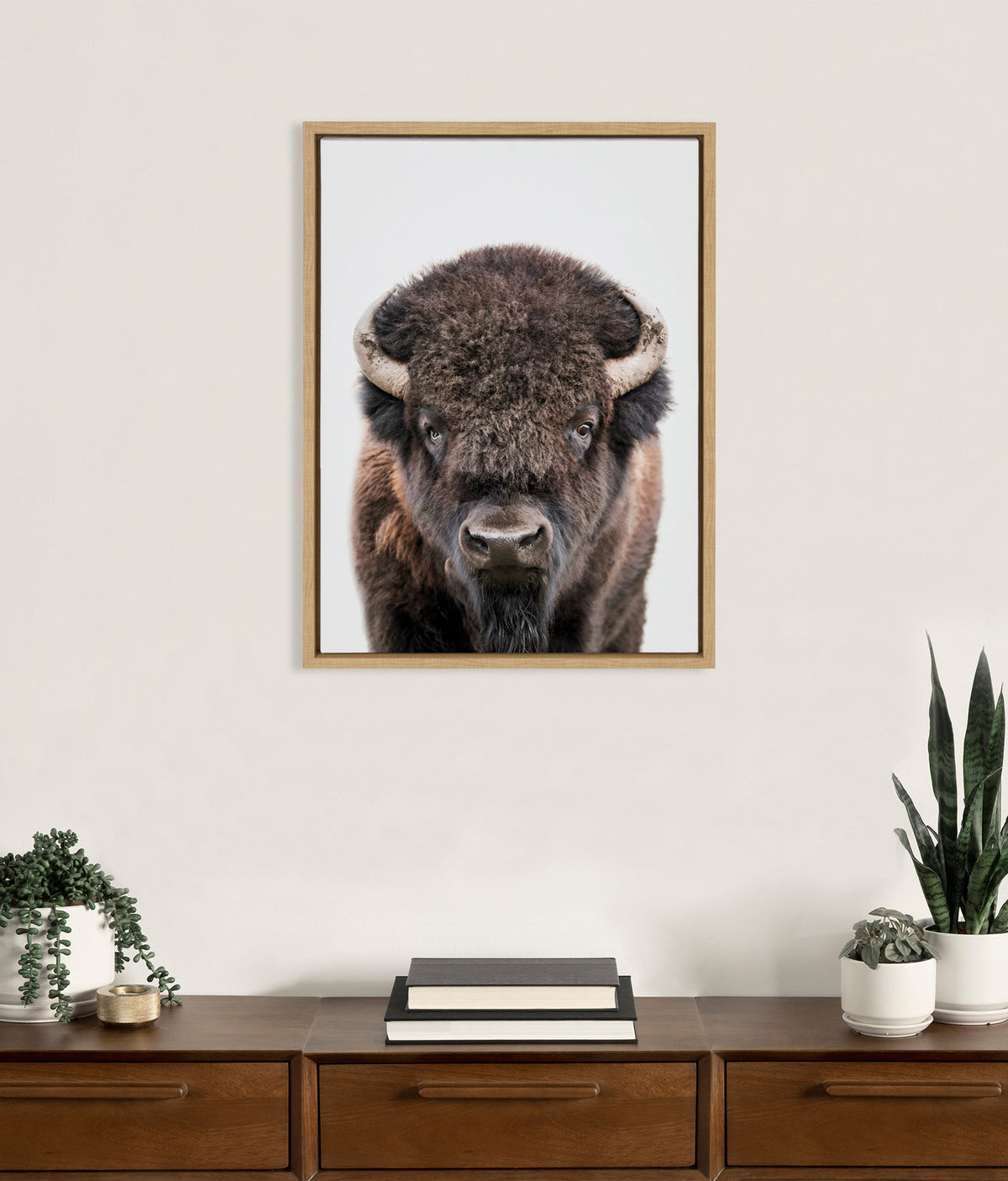Sylvie Bison Portrait Framed Canvas by Amy Peterson Art Studio