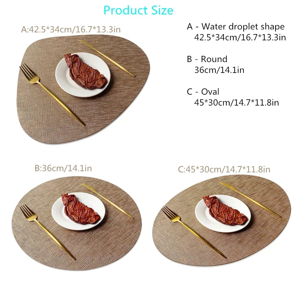 Placemats - Waterproof Metal PVC Non Slip