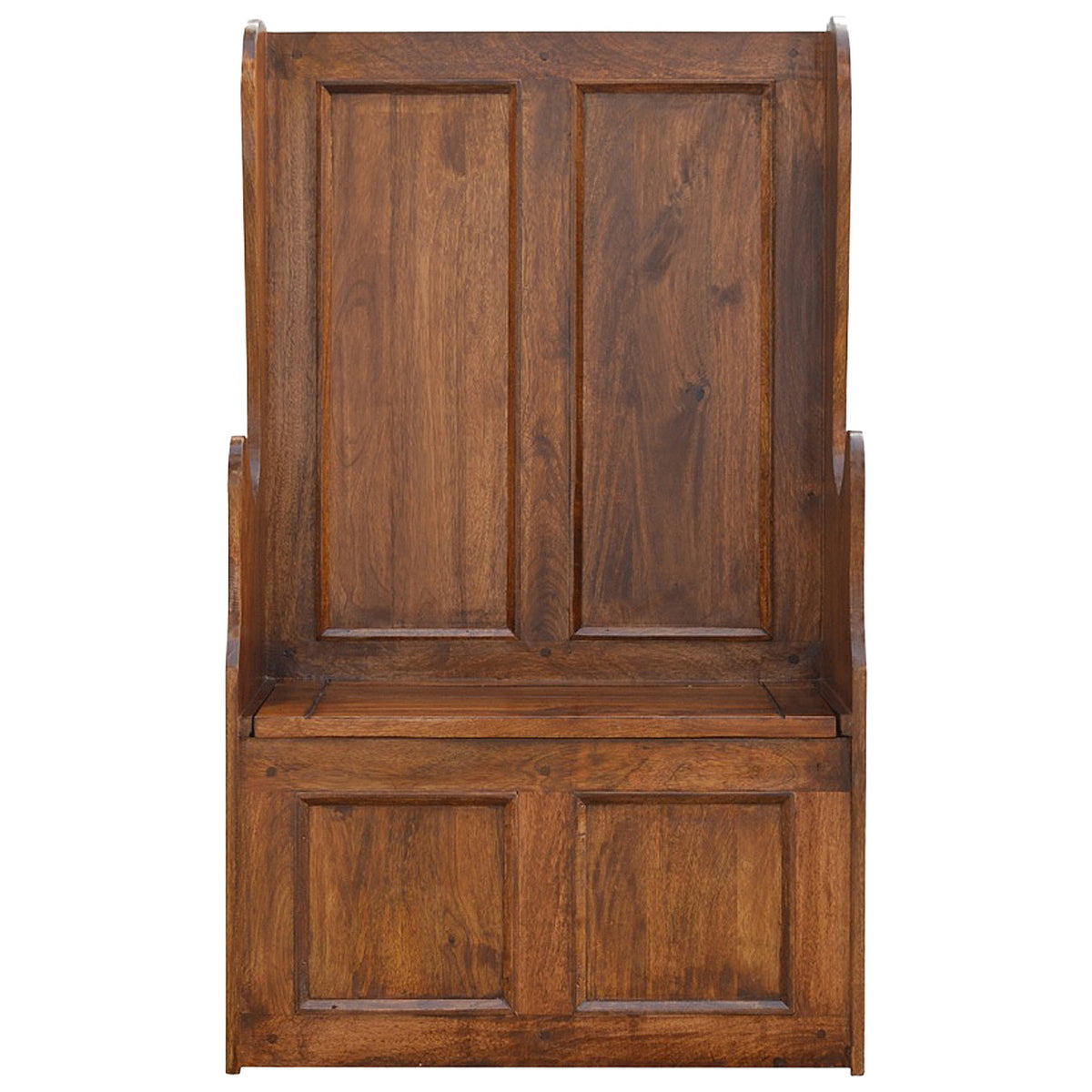 Lid up County Style Monks Bench — handmade mango wood furniture by Artisan Furniture