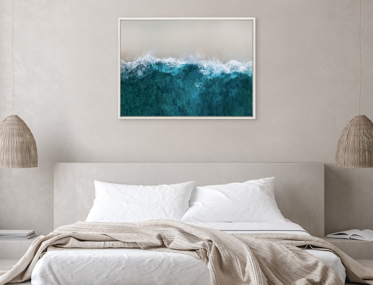 Sylvie Waves Crashing on the Beach Framed Canvas by The Creative Bunch Studio