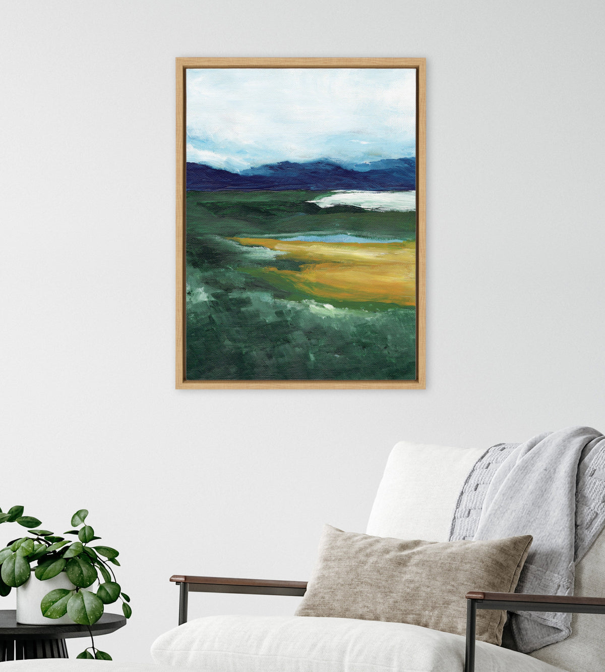 Sylvie Misty Green Framed Canvas by Nikita Jariwala