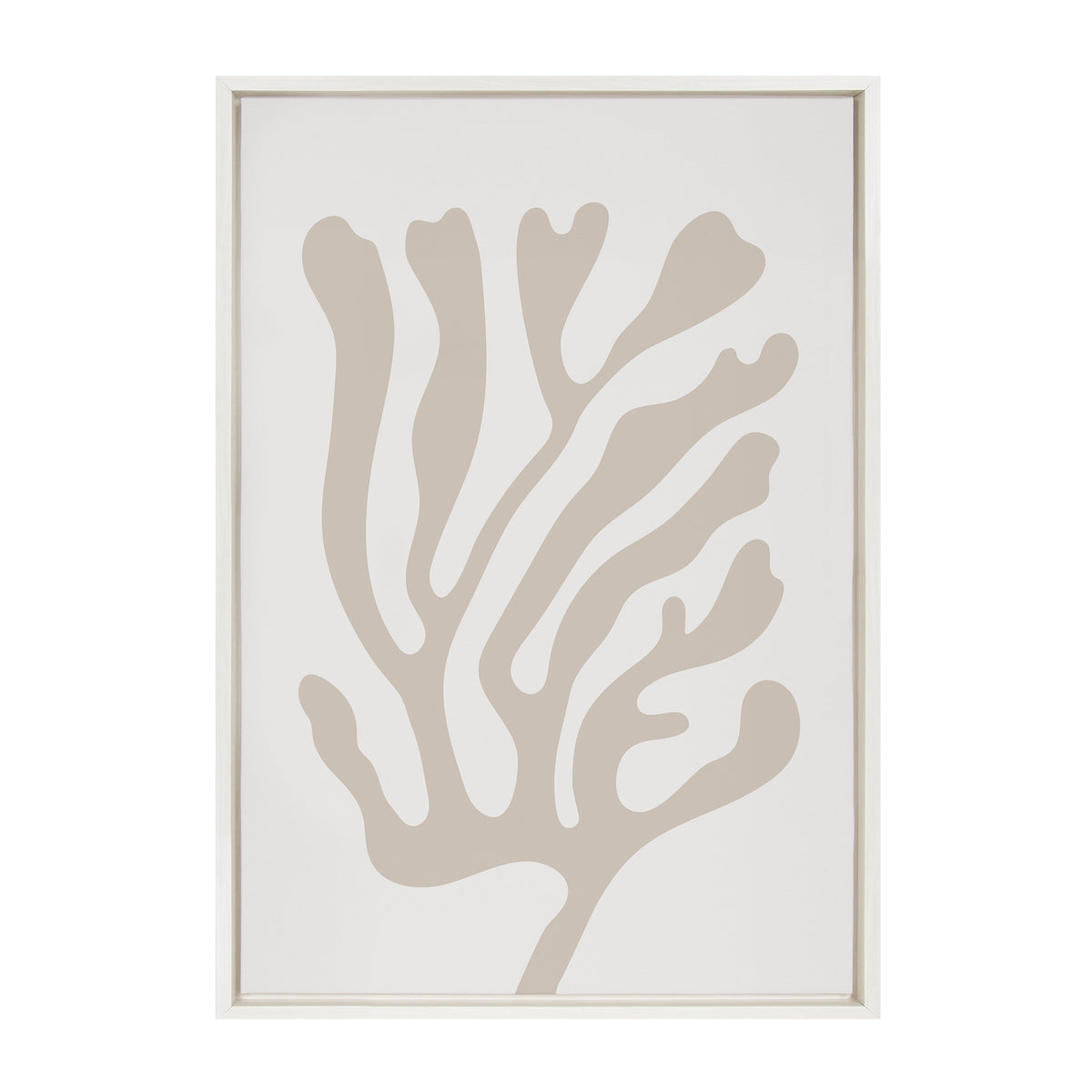 Sylvie Abstract Coral Coastal Beige Framed Canvas by The Creative Bunch Studio