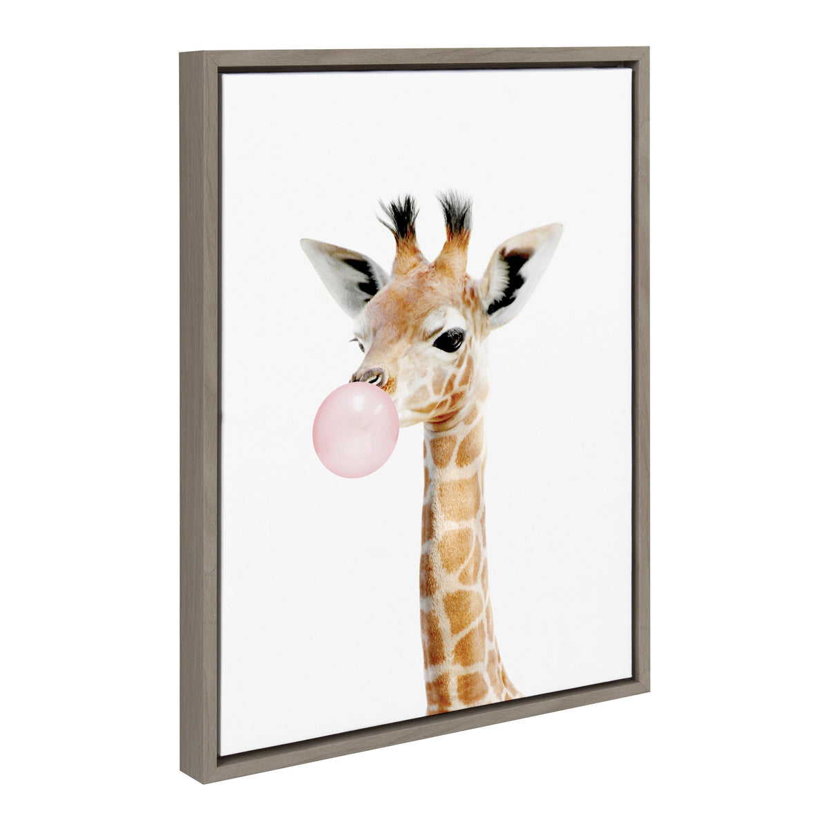Sylvie Bubble Gum Giraffe Framed Canvas by Amy Peterson Art Studio