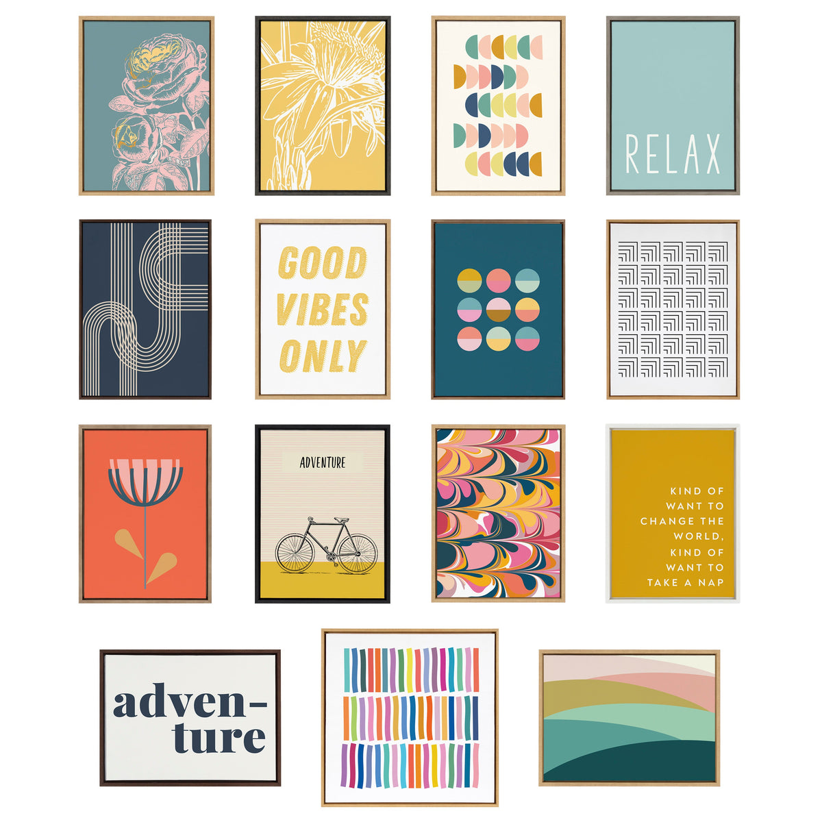 Sylvie Whimsical Lines Framed Canvas by Apricot + Birch