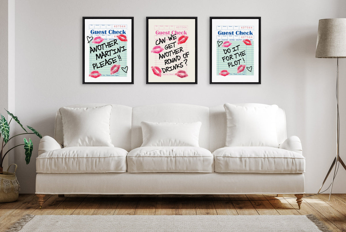 Sylvie Another Round Guest Check Framed Canvas by Alli Standefer