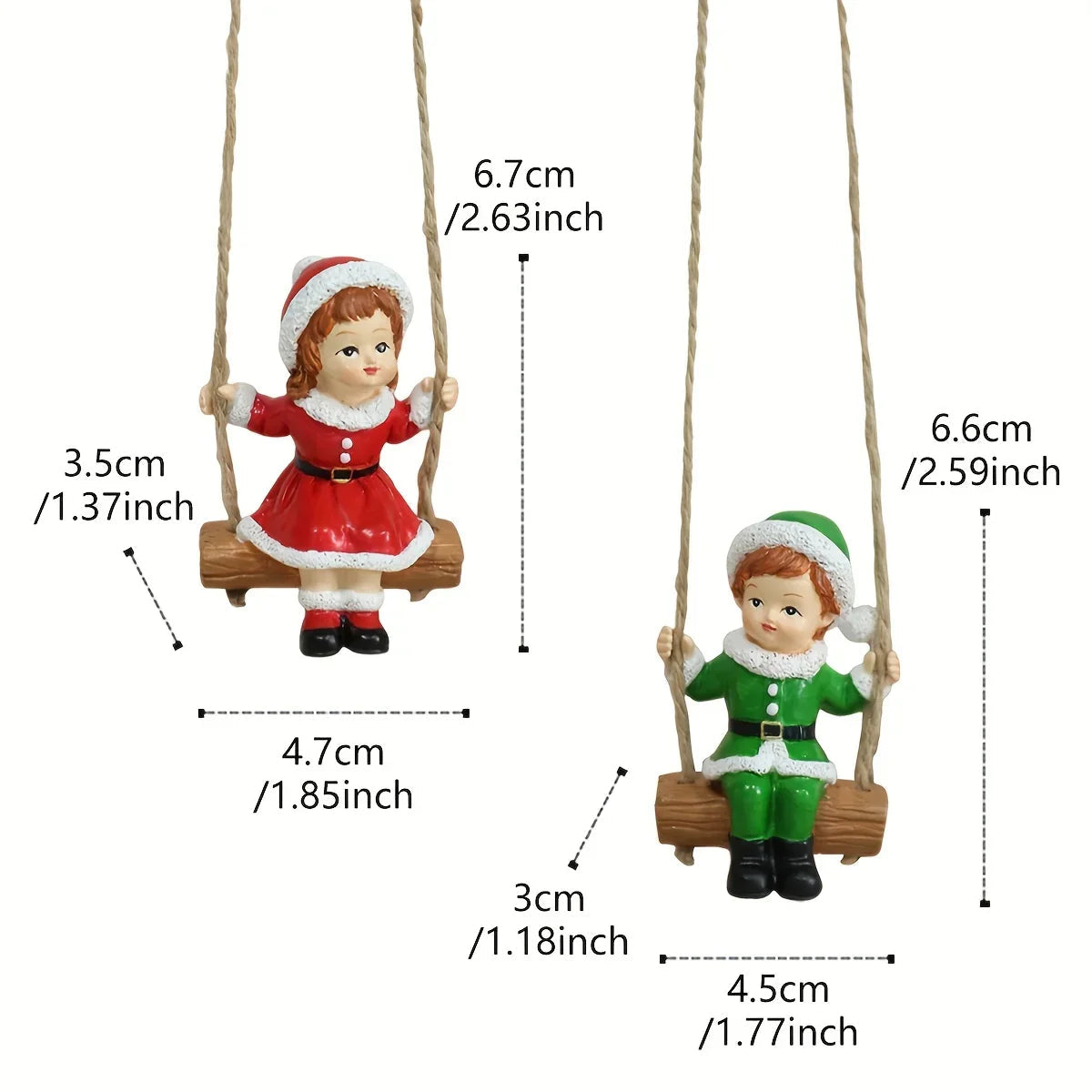 Resin Christmas Boy and Girl Pendant Decorations for Home Wall and Tree