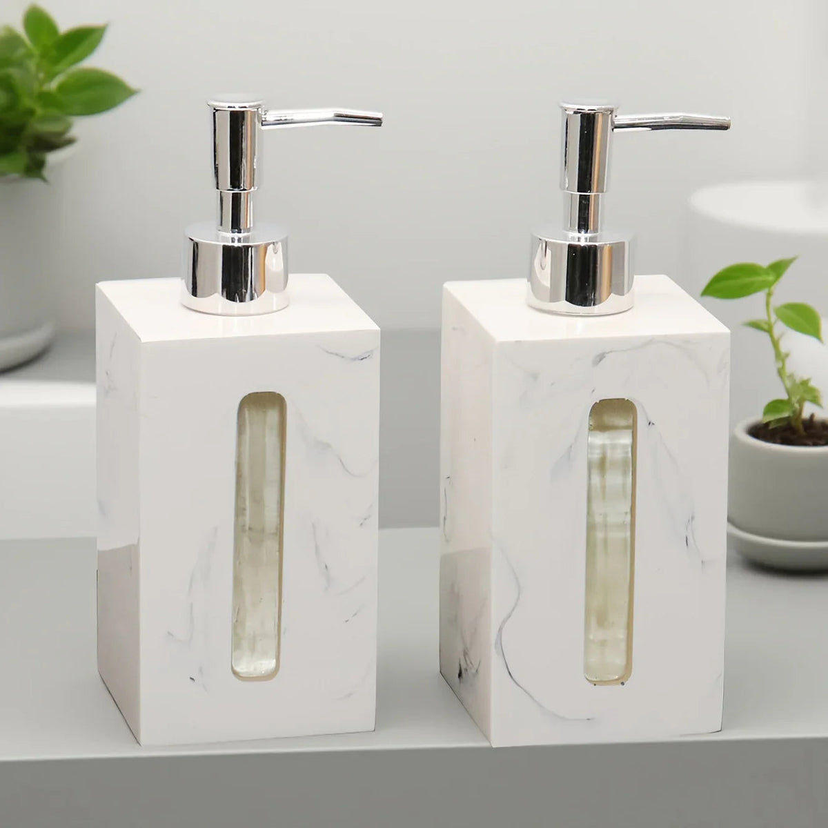Resin Soap Dispenser, Freestanding Countertop Lotion Pump Bottle, Visible Capacity Liquid Hand Soap Dispenser, No Electricity Needed, for Bathroom, Kitchen, Laundry Room, Shampoo, Body Wash, Lotion