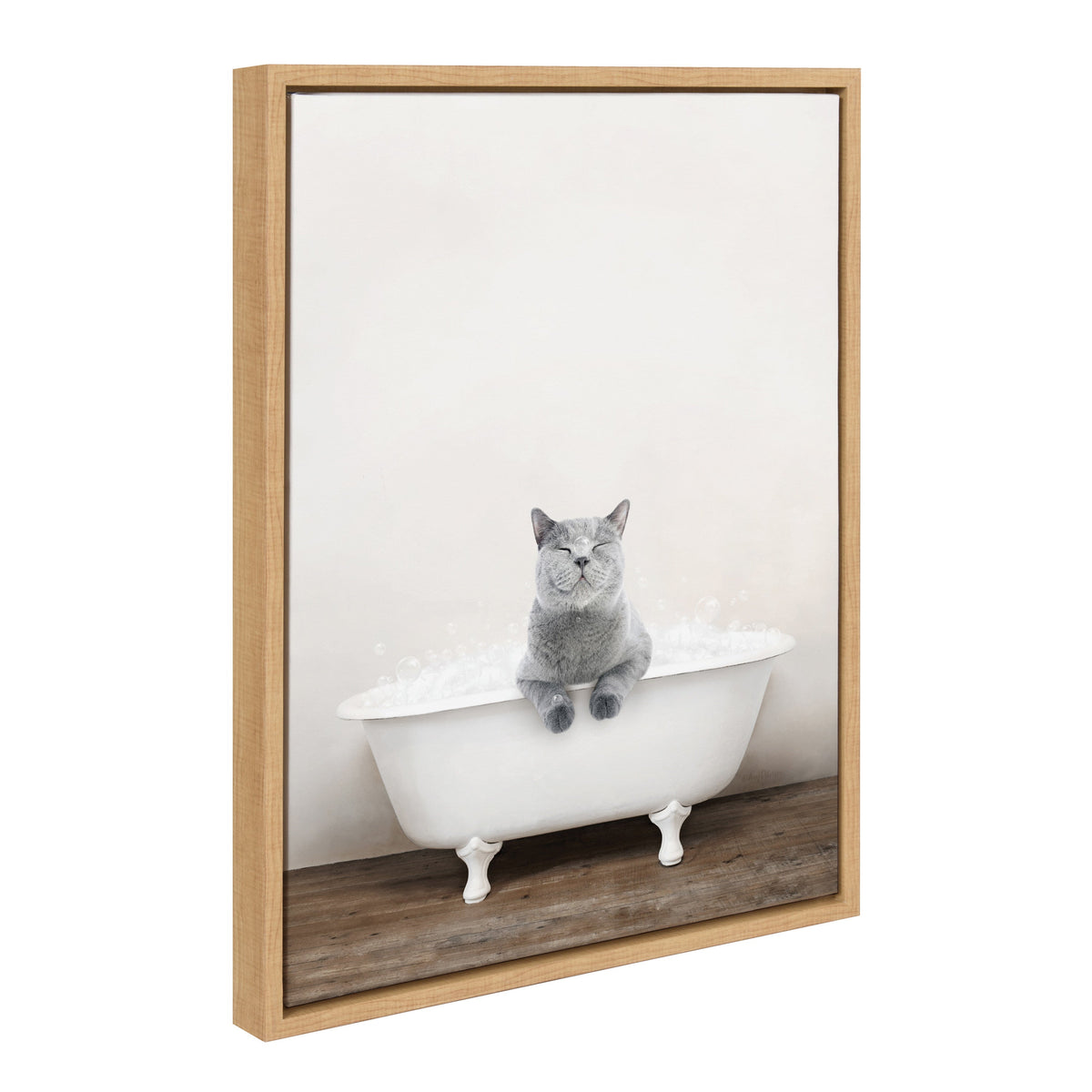 Sylvie Cat in Rustic Bath Framed Canvas by Amy Peterson Art Studio