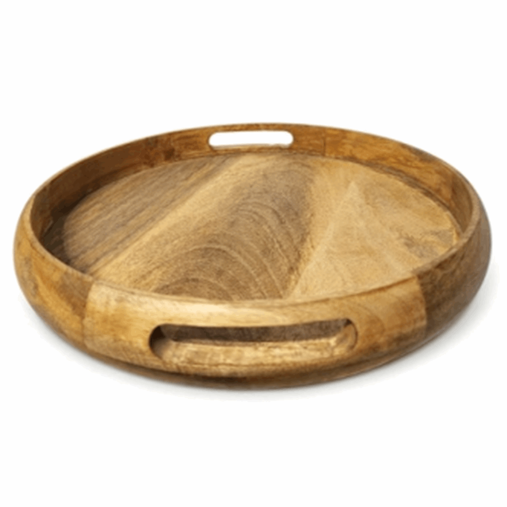 Round Mango Wood Serving Tray Natural — House of Avana, view 2 of 5