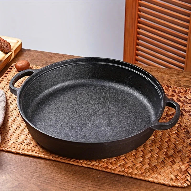 PMMJ Cast Iron Skillet with Dual Handles for Induction and Gas Stoves