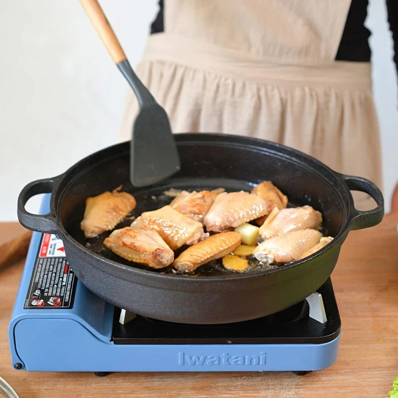 PMMJ Cast Iron Skillet with Dual Handles for Induction and Gas Stoves