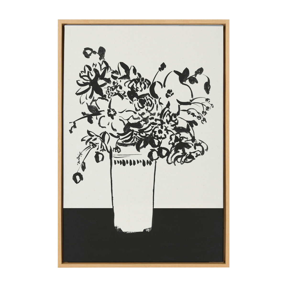 Sylvie 1043 Black and White Vase Framed Canvas by Teju Reval of SnazzyHues