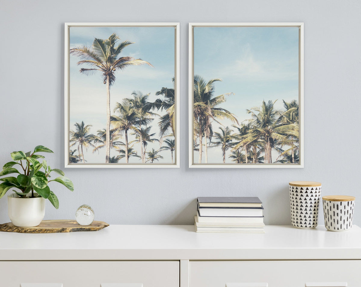 Sylvie Coastal Coconut Palm Tree Beach Framed Canvas Set by The Creative Bunch Studio