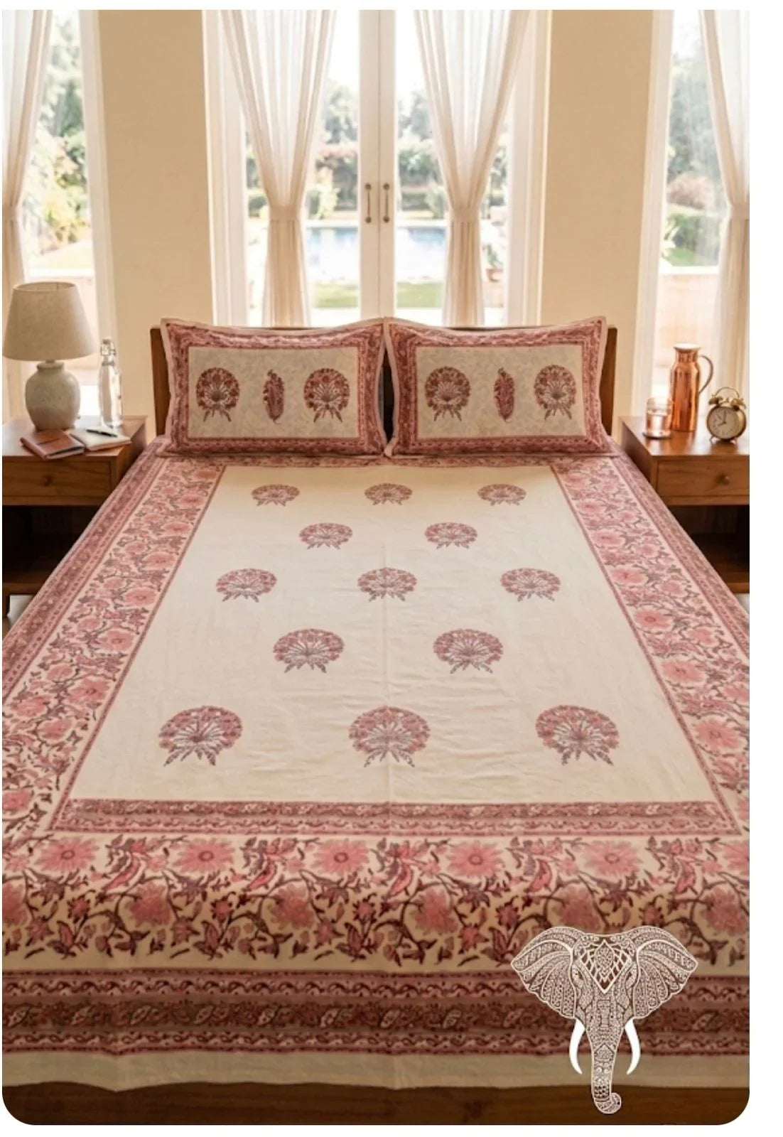 Sanganeri Heritage Hand-Block Printed Bedsheet Set | 100% Fine Cotton — House of Avana, view 1 of 4