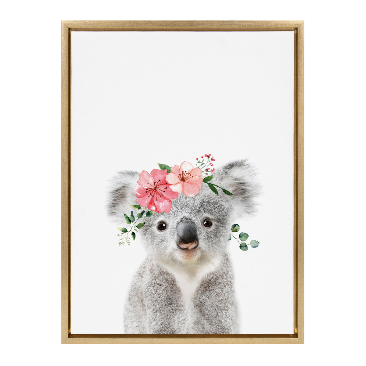 Sylvie Flower Crown Koala Framed Canvas by Amy Peterson Art Studio