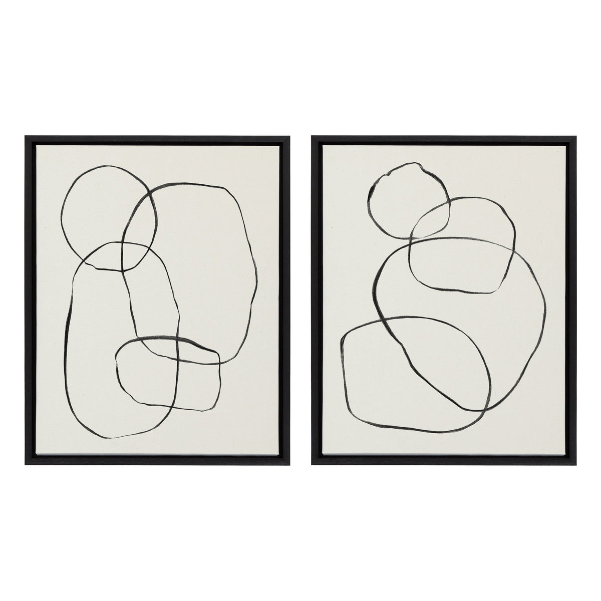 Sylvie Going in Circles Framed Textured Canvas Set by Teju Reval