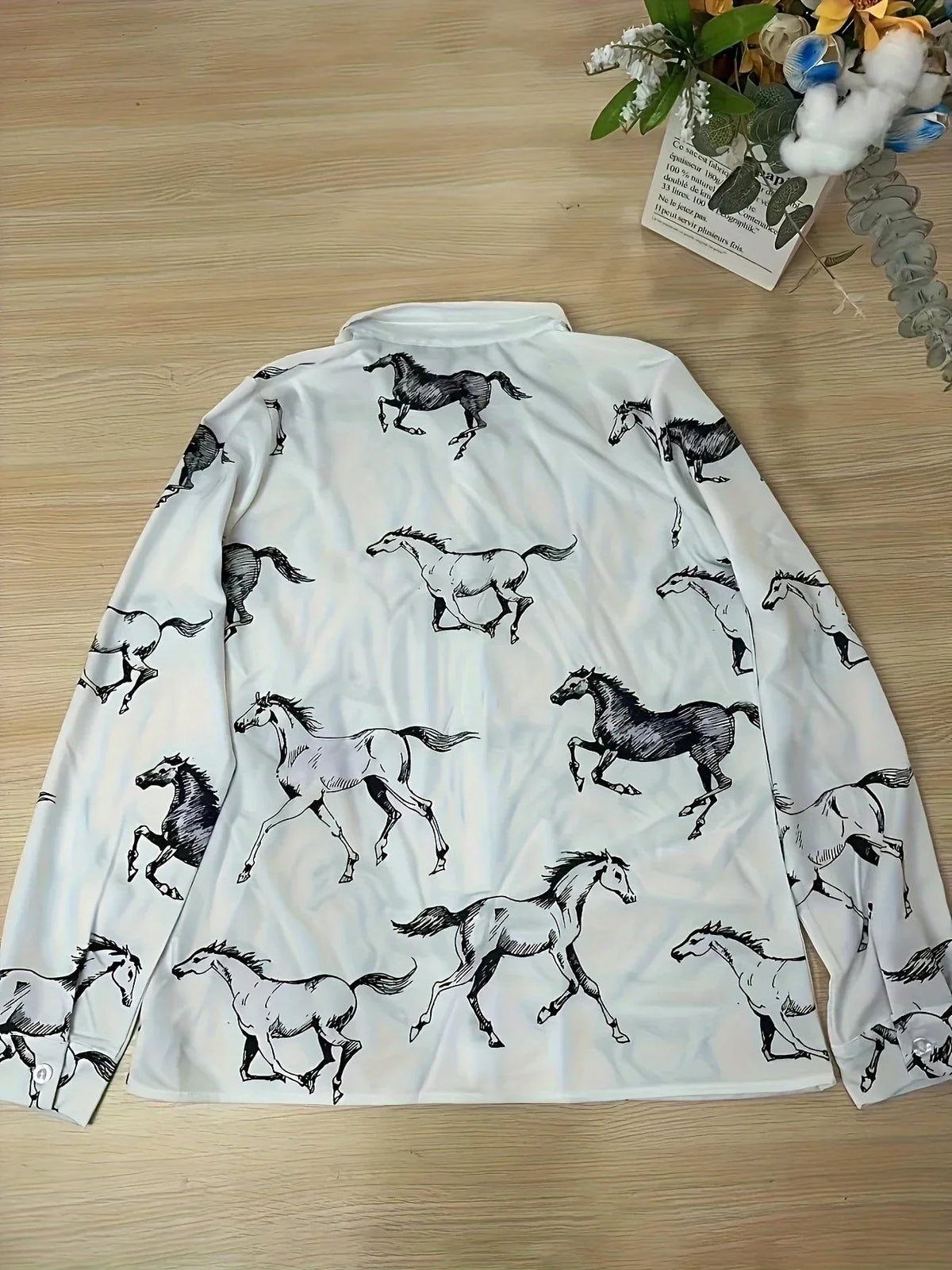 Shirt - Cat Print Cotton Long-Sleeve