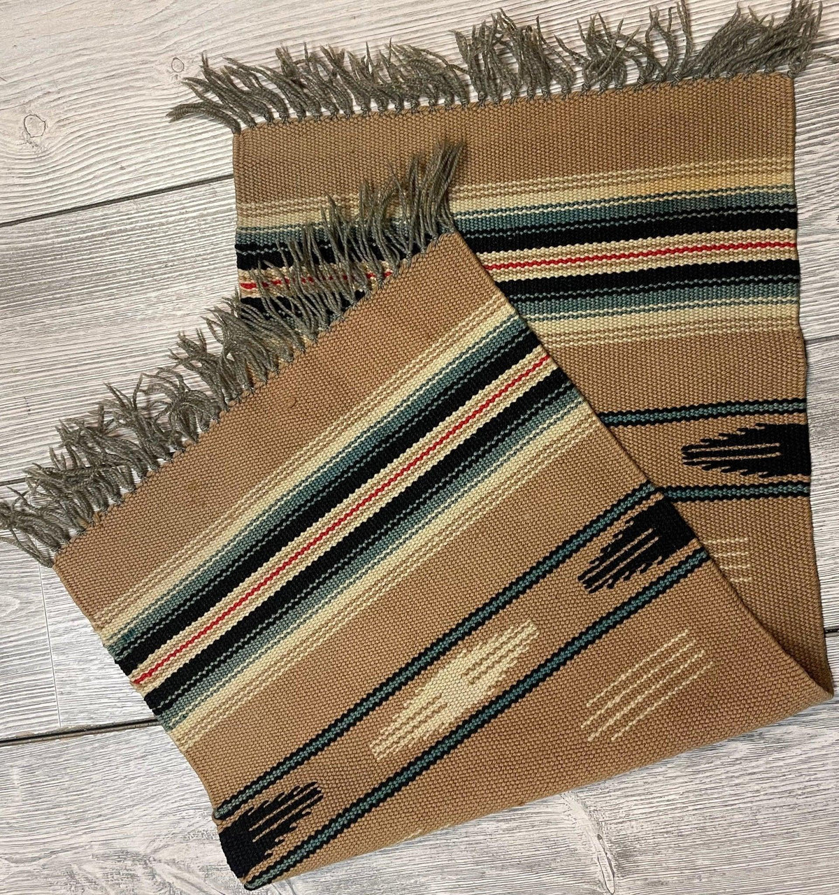 Vintage Kilim Rug 1x3 | Beige, Black & Ivory | Hand-Woven Wool Flatweave - Rugistan, view 2