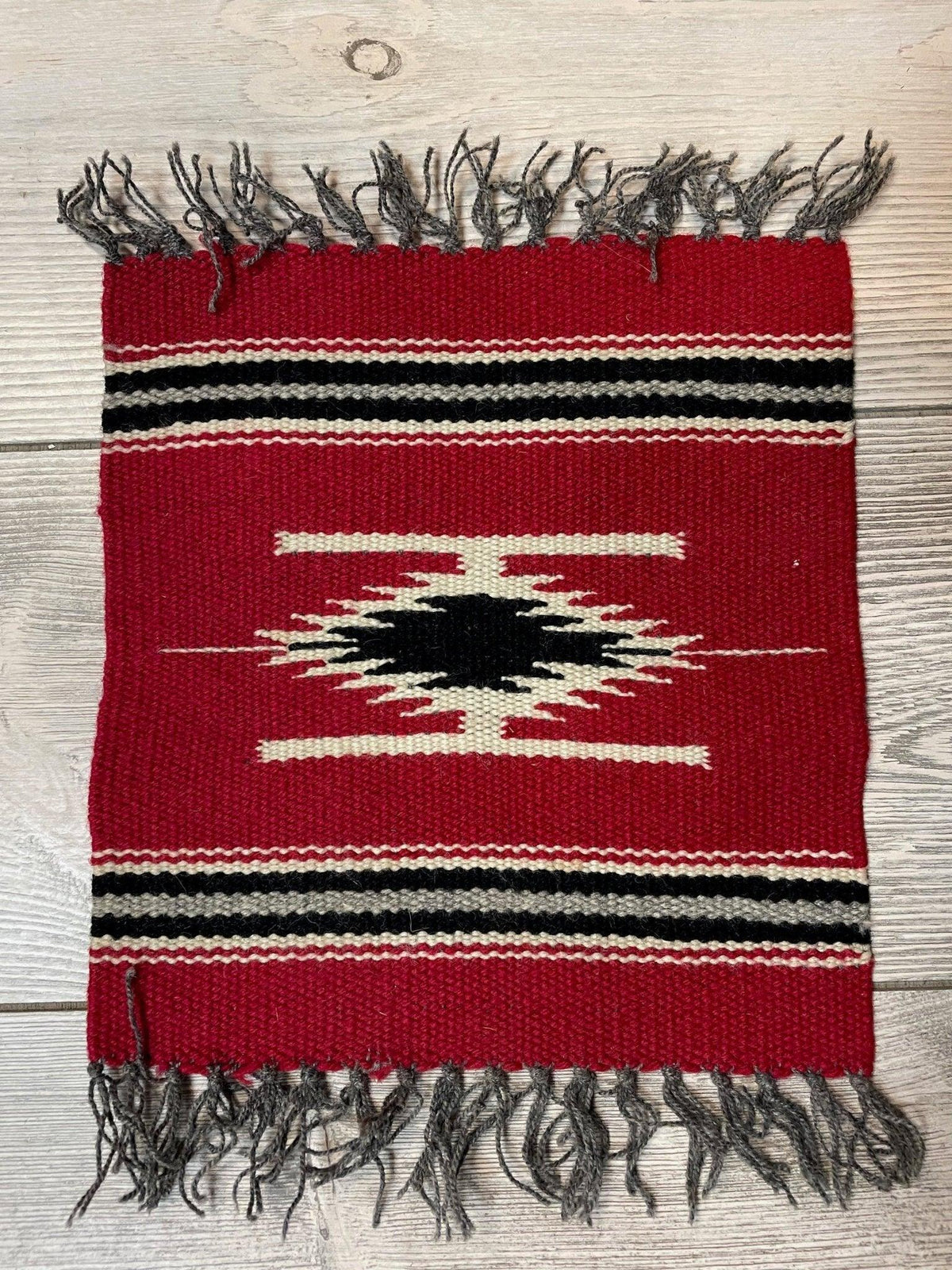 Vintage Kilim Rug 1x1 | Red, Black & Ivory | Hand-Woven Wool Flatweave - Rugistan