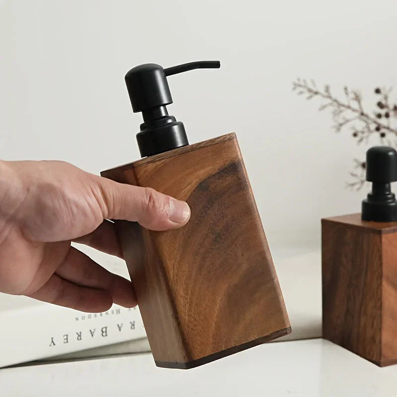 Soap Dispenser - Stainless Steel Wooden 6.76oz