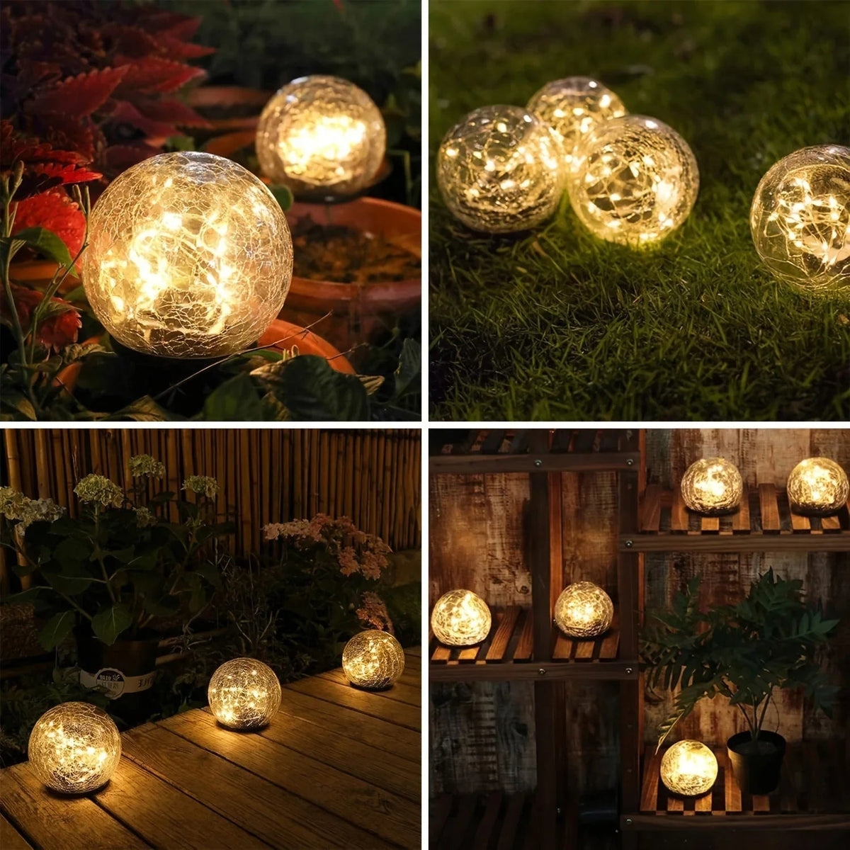 Solar Powered Garden Lights Set of 4 Outdoor Landscape Decor
