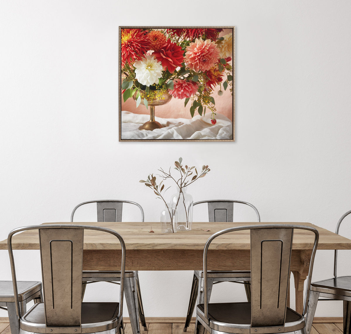 Sylvie Beaded Floral Study Rust Framed Canvas by Emiko and Mark Franzen of F2Images