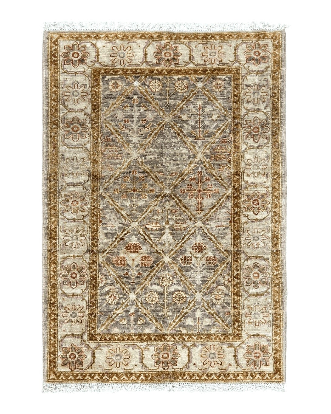 Pakistani Peshawar Rug 3x5, Safavieh Wool Handmade Hand Knotted Vintage Rug, Panel Design 3 x 5 Oriental Carpet - Jewel Rugs