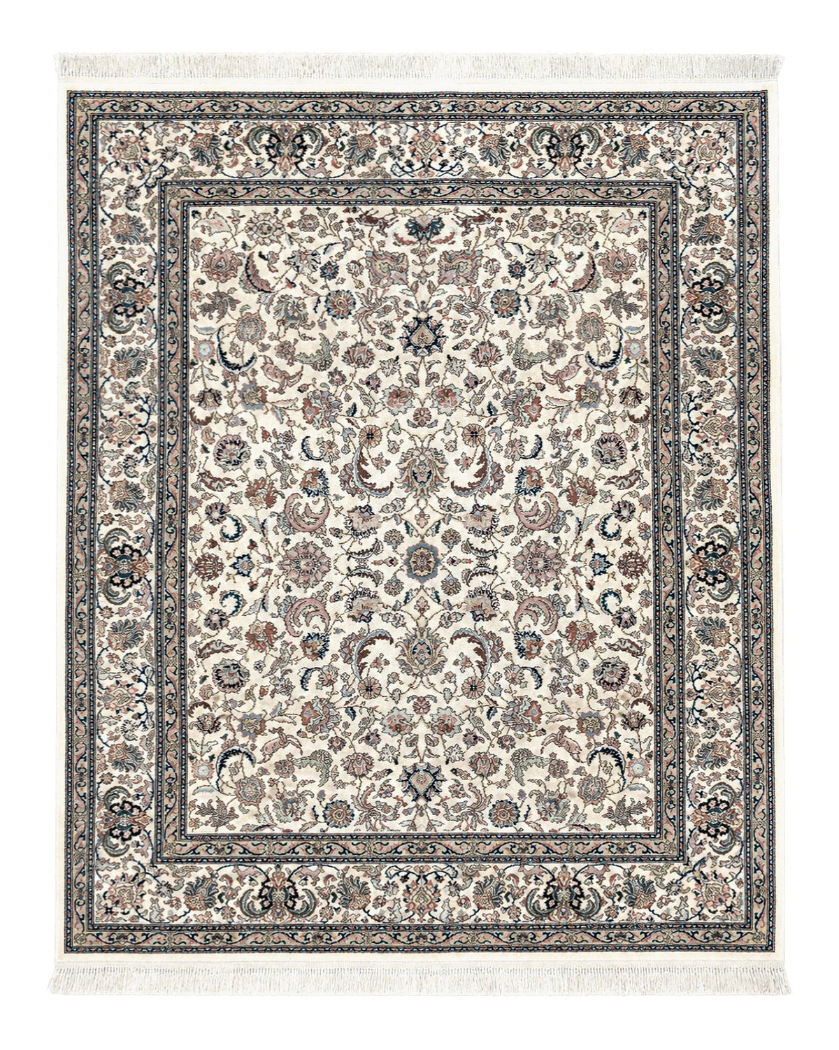 Karastan Rug #738 Tabriz Design 8.8 x 10.6, Room Sized Wool Pile Karastan Carpet, Vintage Discontinued Karastan Area Rug, Ivory, Floral Rug - Jewel Rugs