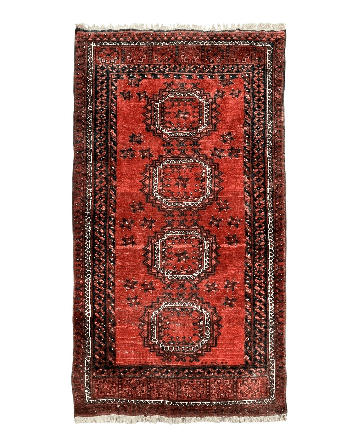 Afghan Rug 3x6, Semi Antique Vintage Oriental Carpet, Wool Handmade Red Rug, Tribal Rug, Afghan Beshir Rug - Jewel Rugs