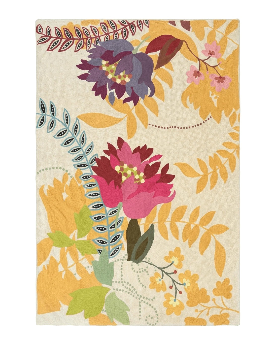 Indian Hand Stitched Rug 4x6, Floral, Silk, Large Floral Design - Jewel Rugs