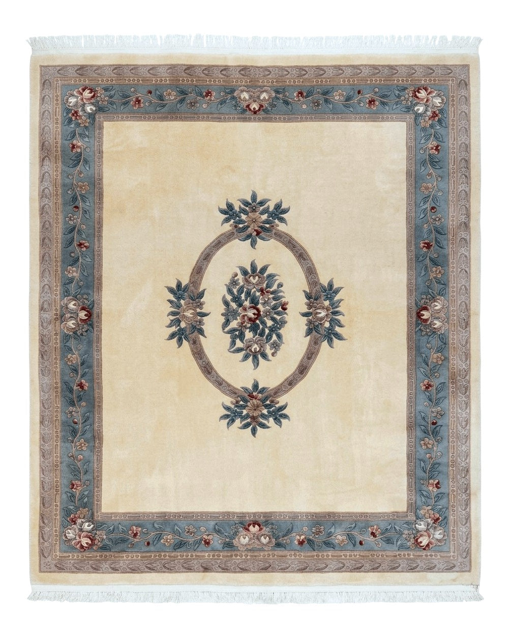 Chinese Carving Rug 8x10, Chinese Wool Carpet 8 x 10, Cream, 120 Line Rug, Vintage Handmade Art Deco Asian Oriental Rug, Aubusson Rug - Jewel Rugs