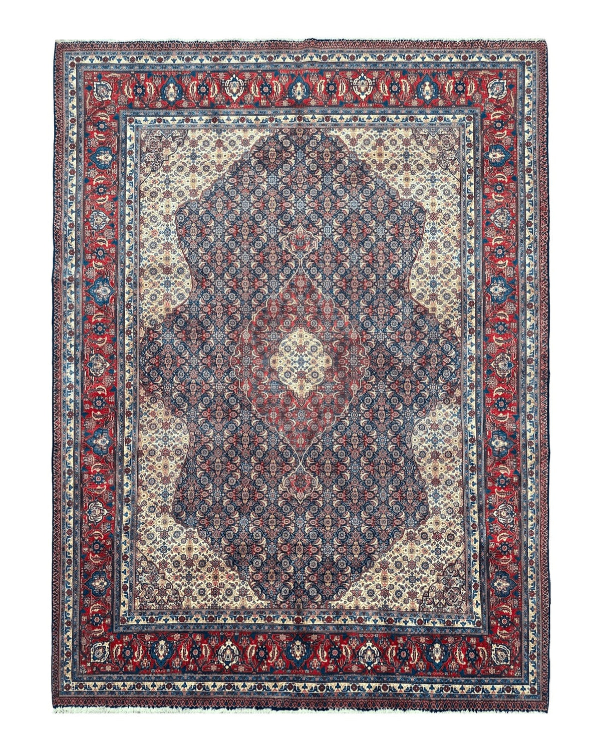 Persian Tabriz Rug 11x14 Navy Blue Herati Wool Carpet - Jewel Rugs