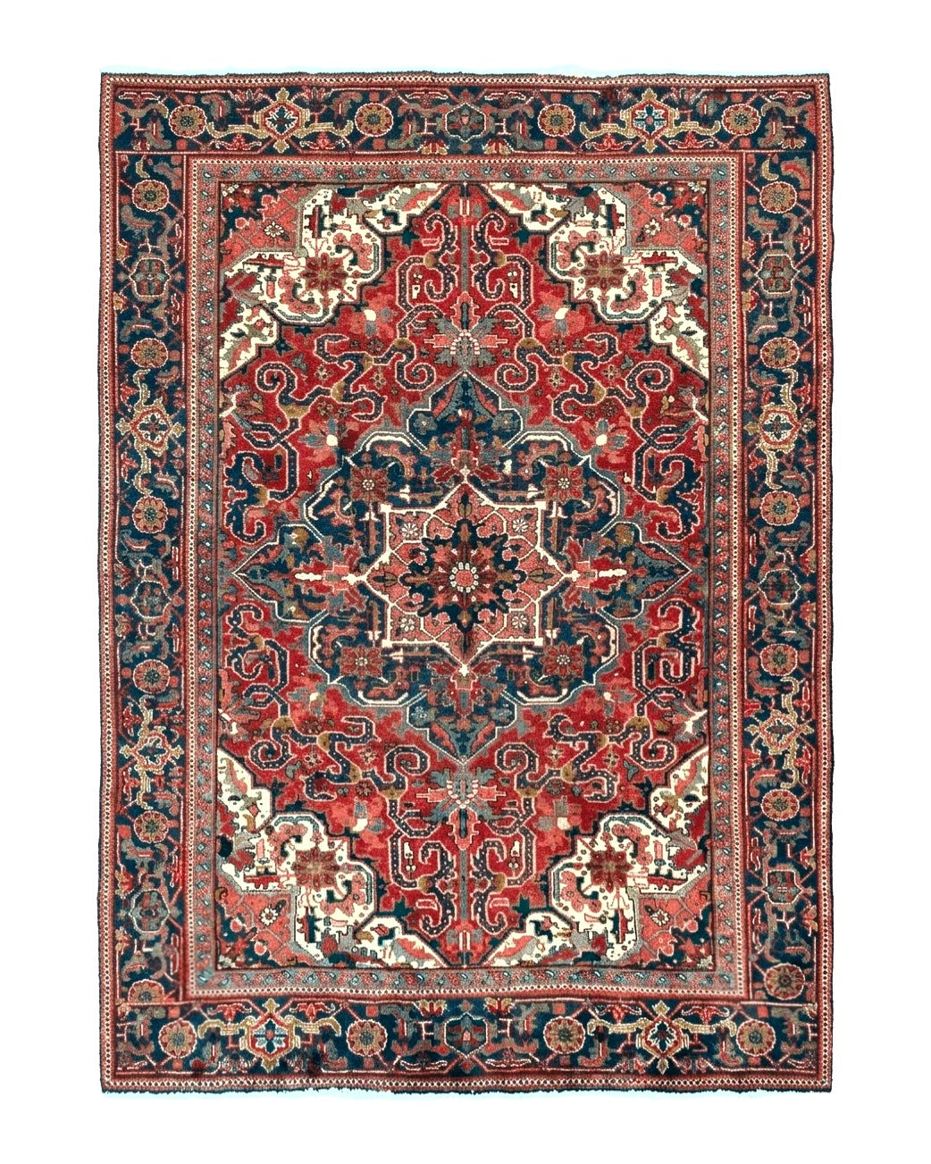 Persian Heriz Rug 6.6 x 9, Geometric Wool Persian Carpet - Jewel Rugs