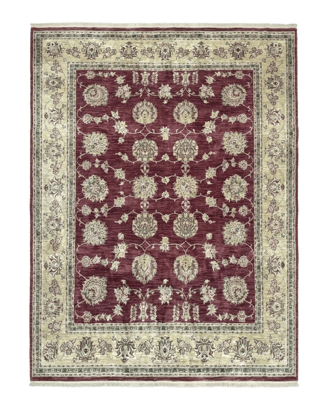 Traditional Wool Oriental Rug 9x13, Large Power Loomed Carpet, Burgundy - Jewel Rugs