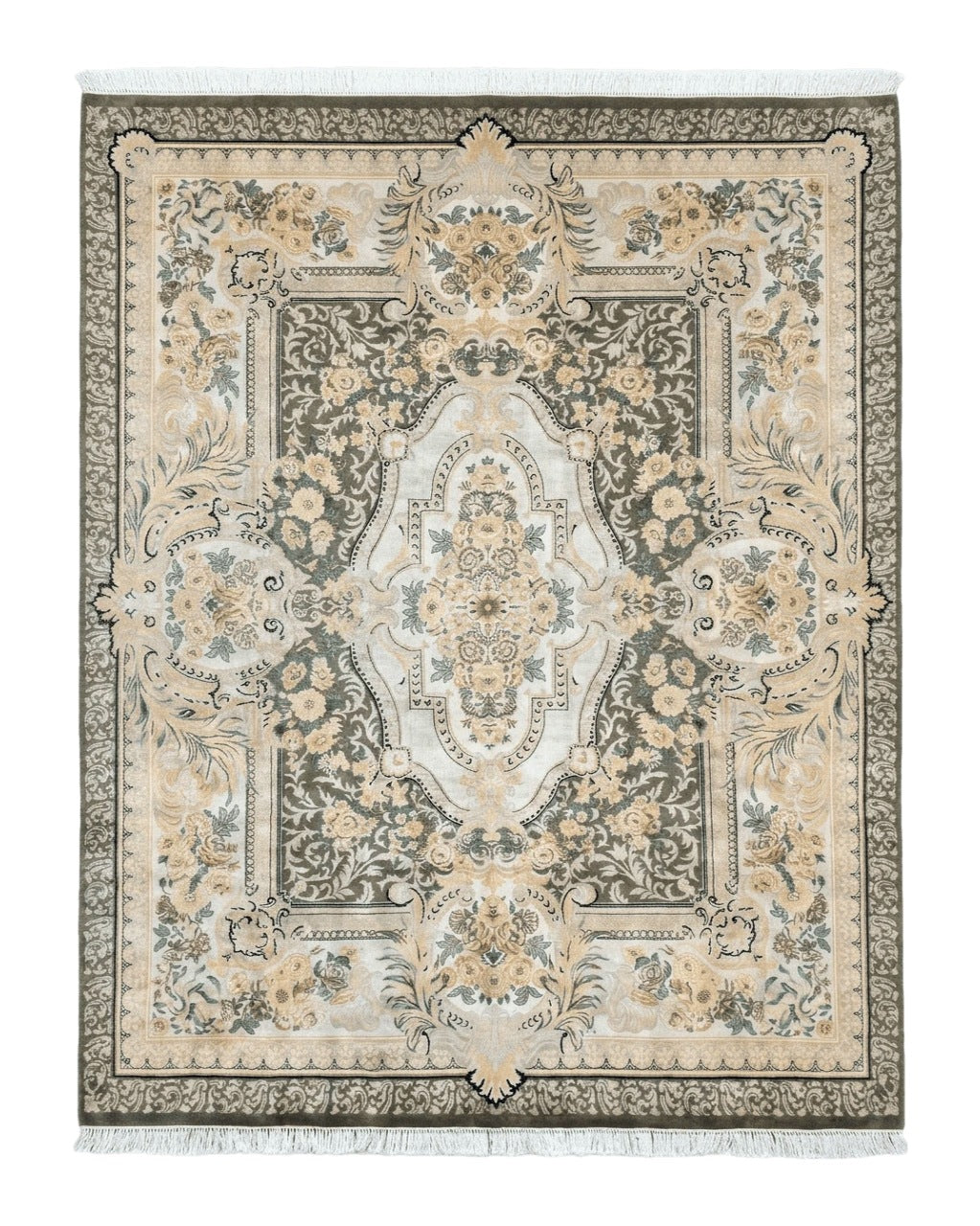 Aubusson Rug 8x10, Very Fine 225 KPSI, Floral, French European Design, Pakistani Carpet - Jewel Rugs